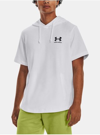 Bílá pánská sportovní mikina s krátkým rukávem Under Armour UA Rival Terry Nov SS HD  