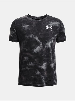 Šedo-černé klučičí vzorované sportovní tričko Under Armour UA SPORTSTYLE LC AOP SS