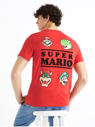 Červené pánské tričko Celio Super Mario 