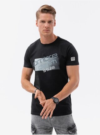 Tričká s krátkym rukávom pre mužov Ombre Clothing - čierna