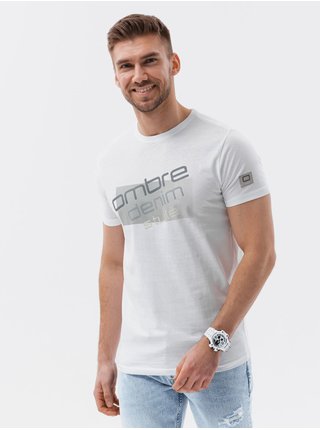 Bílé pánské tričko Ombre Clothing   