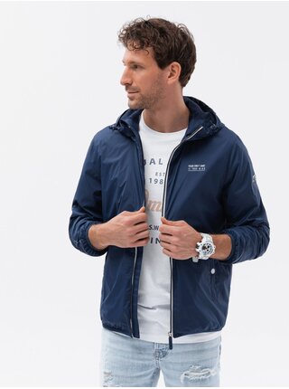 Tmavě modrá pánská bunda s kontrastními detaily Ombre Clothing   