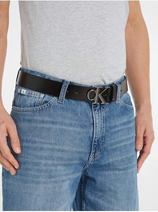 Čierny pánsky kožený opasok Calvin Klein Jeans