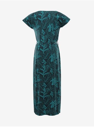Tmavě zelené dámské květované šaty ALPINE PRO FANERA    