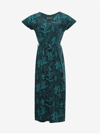 Tmavě zelené dámské květované šaty ALPINE PRO FANERA    
