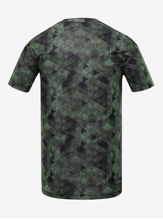 Zeleno-černé pánské vzorované funkční tričko ALPINE PRO QUATR  