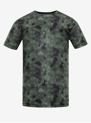 Zeleno-černé pánské vzorované funkční tričko ALPINE PRO QUATR  