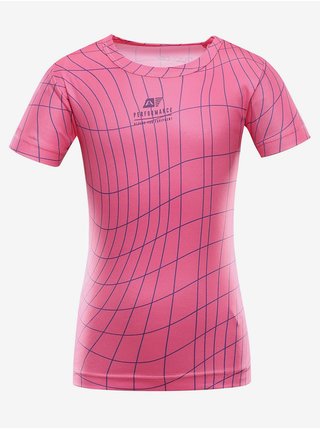 Růžové dětské vzorované rychleschnoucí tričko ALPINE PRO BASIKO