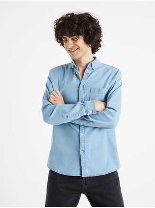 Svetlomodrá pánska džínsová košeľa Celio Cadeni