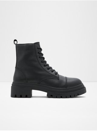 Černé dámské kožené kotníkové boty ALDO Bigmark 