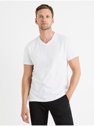 Bílé pánské basic tričko Celio Debasev 