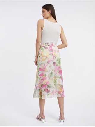Ružovo-biela dámska kvetovaná midi sukňa ORSAY