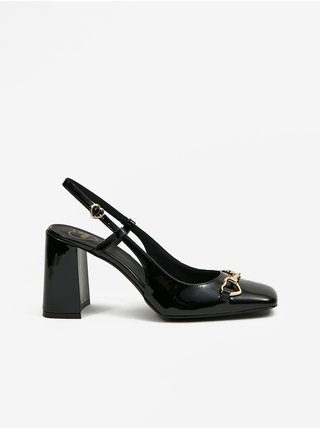 Černé dámské kožené sandály na podpatku Love Moschino