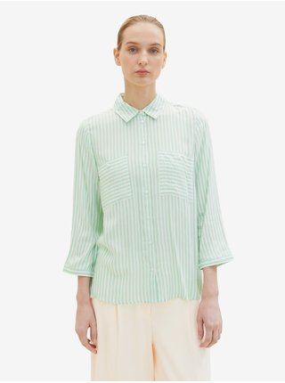 Bílo-zelená dámská pruhovaná košile Tom Tailor