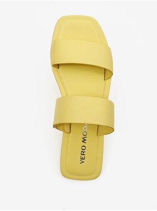 Žluté dámské kožené pantofle VERO MODA Sun Glow