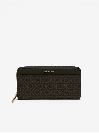 Hnědá dámská vzorovaná peněženka Calvin Klein