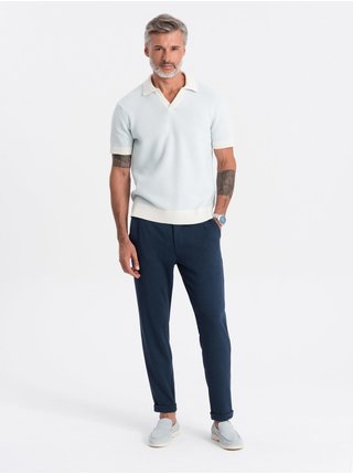 Tmavě modré pánské kalhoty Ombre Clothing