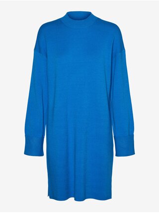 Modré dámske svetrové šaty VERO MODA Goldneedle  