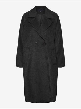 Čierny dámsky kabát s prímesou vlny VERO MODA Hazel 