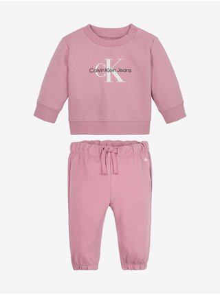 Sada dievčenskej mikiny a teplákov v ružovej farbe Calvin Klein Jeans
