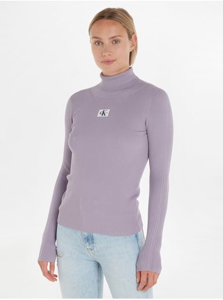Svetlo fialový dámsky rebrovaný rolák Calvin Klein Jeans