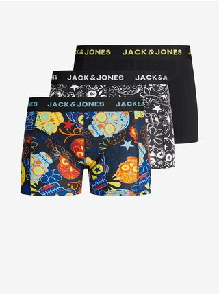 Sada tří klučičích boxerek v černé barvě Jack & Jones Sugar Skull