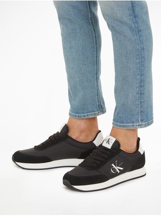 Černé pánské tenisky s detaily v semišové úpravě Calvin Klein Jeans Retro Runner Su-Ny