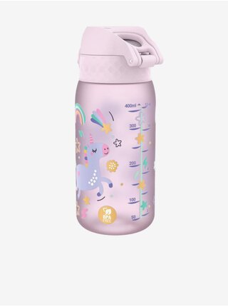 Růžová holčičí vzorovaná lahev Ion8 Leak Proof  Unicorn 350 ml 