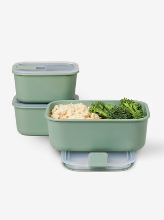 Sada tří úložných boxů na potraviny v světle zelené barvě Mepal EasyClip 2x450 + 1000 ml 