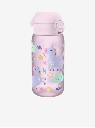 Ružová dievčenská vzorovaná fľaša Ion8 Leak Proof Unicorn 350 ml