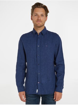 Tmavě modrá pánská lněná košile Tommy Hilfiger