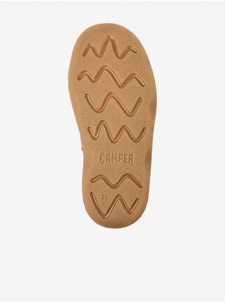  Tehlové dievčenské zimné kožené členkové topánky Camper Kido