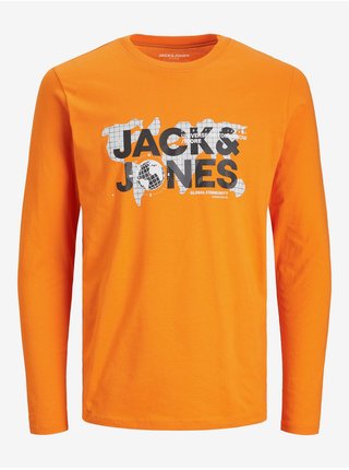Oranžové klučičí tričko s dlouhým rukávem Jack & Jones Dust