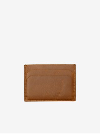 Hnedé pánske kožené púzdro na kreditné karty Jack & Jones Side