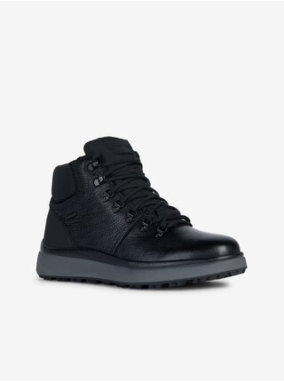 Čierne pánske kožené členkové topánky Geox Granito