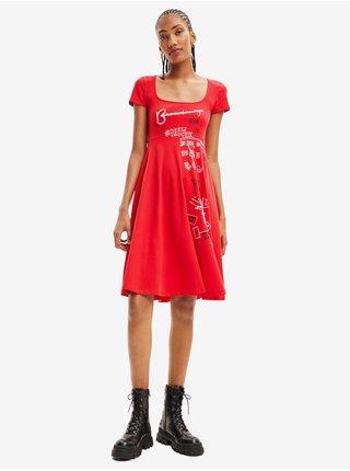 Červené dámske vzorované šaty Desigual Broadway Road