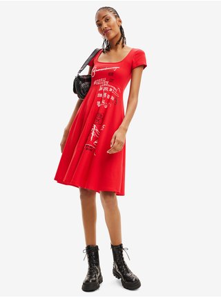 Červené dámske vzorované šaty Desigual Broadway Road