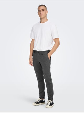 Tmavě šedé pánské chino kalhoty ONLY & SONS Mark