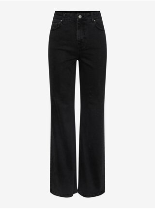 Černé dámské široké džíny Pieces Kesia