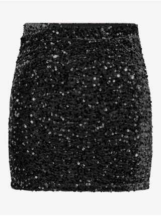 Černá dámská flitrová sukně Pieces Kam