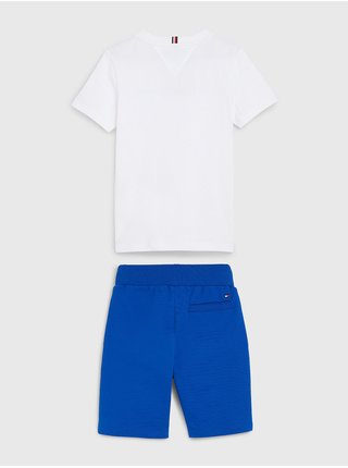 Súprava chlapčenského trička a kraťasov v bielej a modrej farbe Tommy Hilfiger
