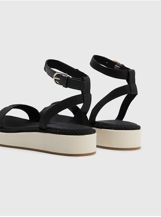 Čierne dámske sandále s koženými detailmi Tommy Hilfiger
