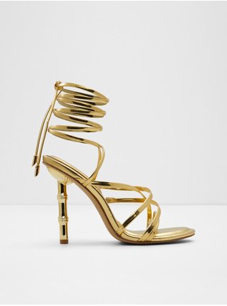 Dámske sandále na vysokom podpätku v zlatej farbe ALDO Bamba Mirror