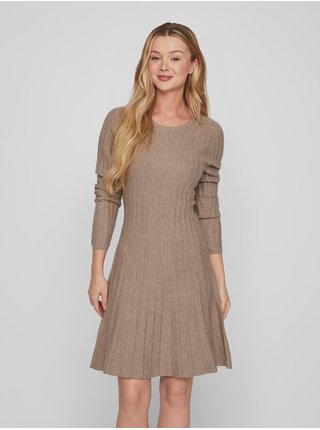 Světle hnědé dámské svetrové šaty VILA Sachin