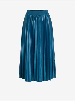 Modrá dámska saténová plisovaná midi sukňa VILA Nitban