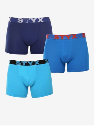 Sada tří pánských boxerek v modré barvě Styx  