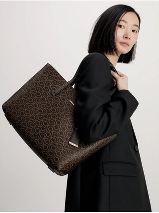 Tmavo hnedá dámska vzorovaná kabelka Calvin Klein