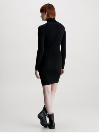 Čierne dámske svetrové šaty s rolákom Calvin Klein Jeans