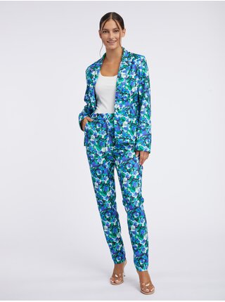 Zeleno-modré dámske kvetované nohavice ORSAY