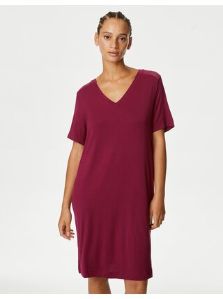 Tmavě modrá dámská noční košile s krajkovým detailem Marks & Spencer  